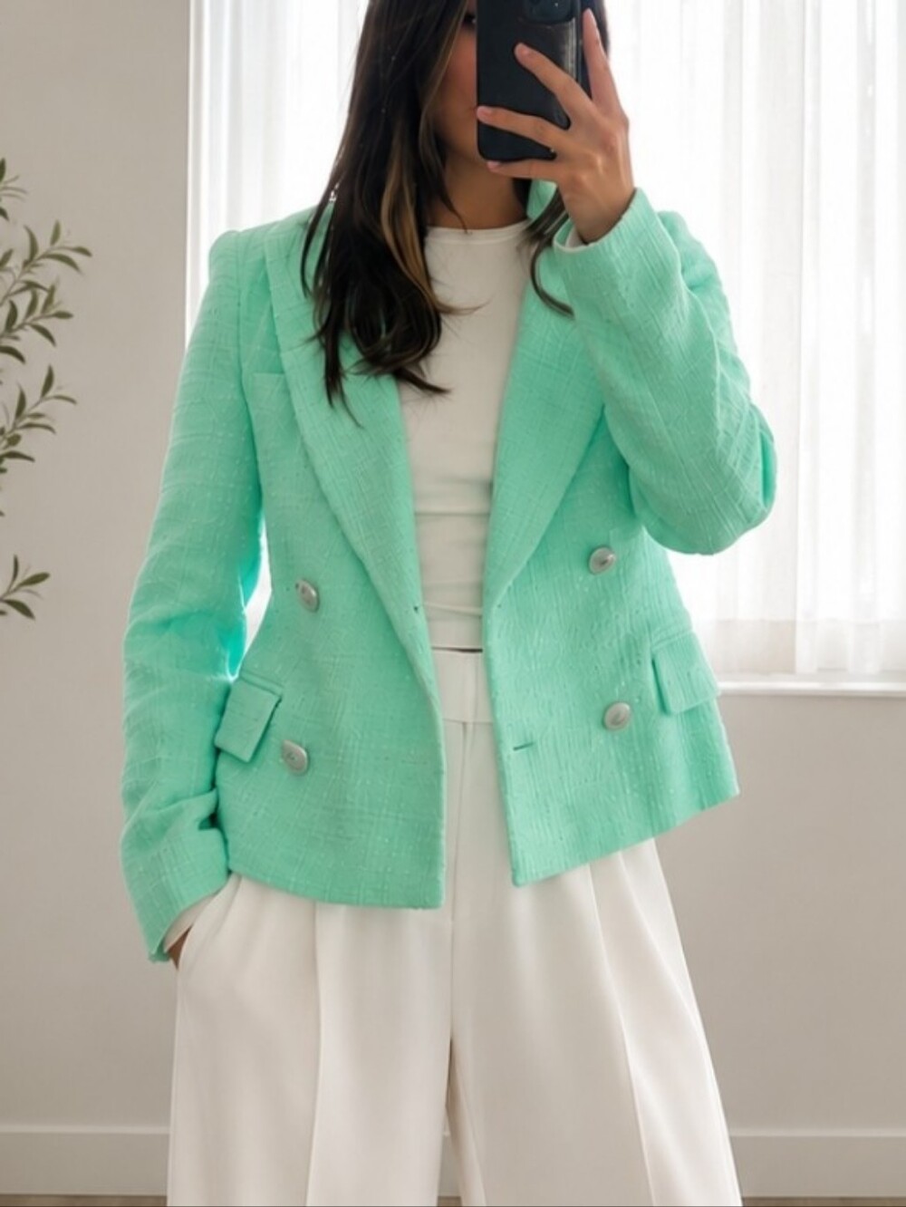 Zara textured tweed blazer size M